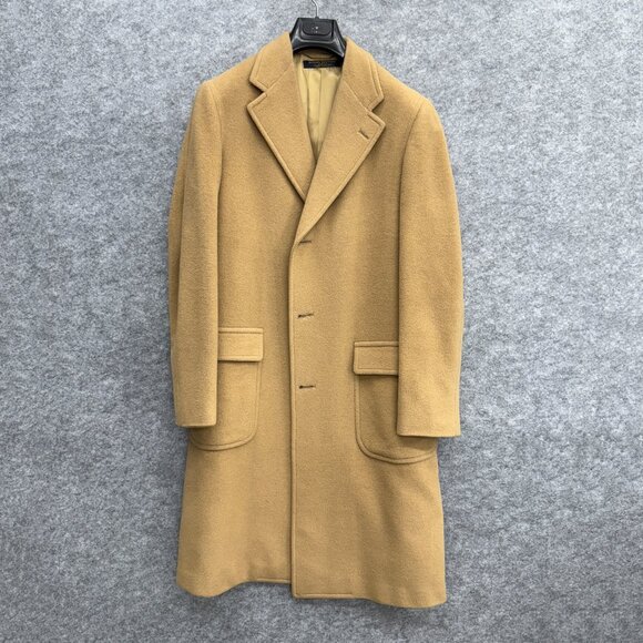Brooks Brothers Vintage Camel Wool Tweed Overcoat Topcoat Men’s, Tan Beige, 40LG - Picture 1 of 11